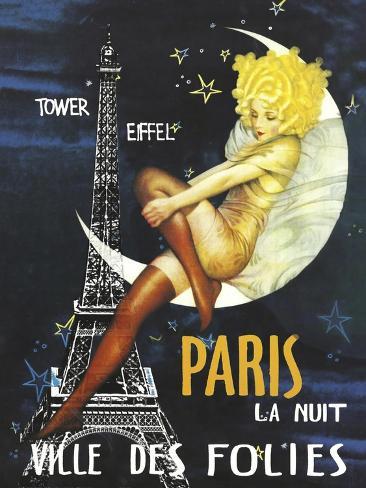 Giclee Print: Paris Moon: 12x9in