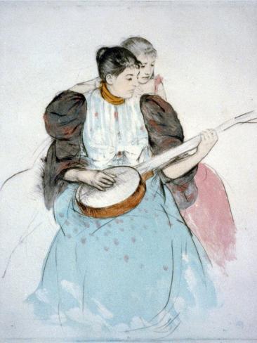 Art Print: The Banjo Lesson, Painting by Mary Cassatt, 1894: 12x9in