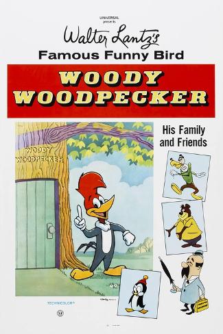 Art Print: Woody Woodpecker, Chilly Willy (Bottom Left), Ca. Mid 1950s: 18x12in