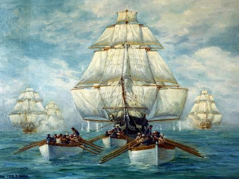 Art Print: Chase Of The USS Constitution by Anton Otto Fischer: 12x9in