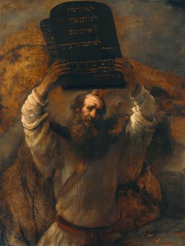 Giclee Print: Moses with the Ten Commandments by Rembrandt van Rijn: 12x9in