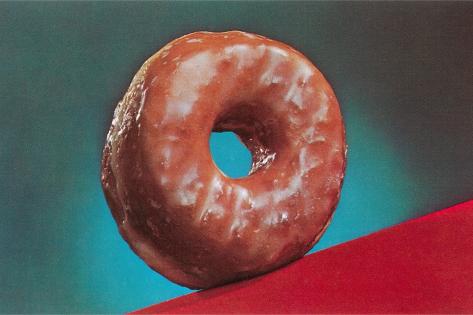 Art Print: Glazed Donut, Retro: 18x12in