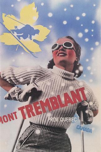 Art Print: Skiing at Mont Tremblant, Quebec: 18x12in