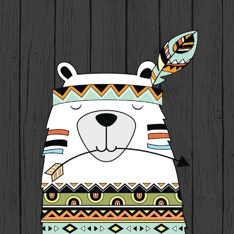 Art Print: Tribal Bear by Tamara Robinson: 12x12in