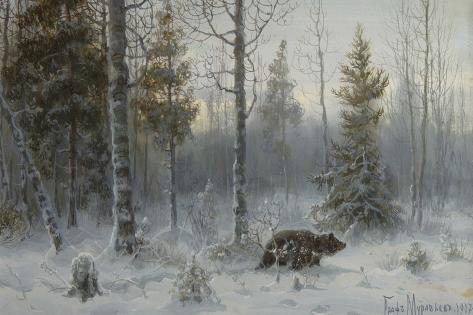 Giclee Print: Bear in the Winter Forest, 1907 by Count Vladimir Leonidovich Muravyov: 18x12in