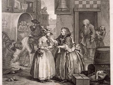 Giclee Print: Innocence Betrayed, or the Journey to London, Plate I of the Harlot's Progress, 1732 by William Hogarth: 12x9in