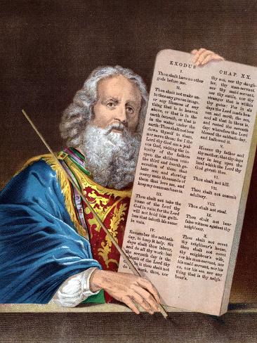 Giclee Print: Moses with the Ten Commandments, Mid 19th Century: 12x9in