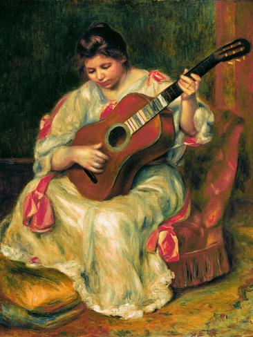 Giclee Print: The Guitar Player by Pierre-Auguste Renoir: 12x9in