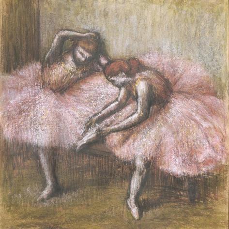 Giclee Print: Deux danseuses roses by Edgar Degas: 16x16in