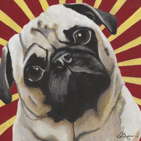 Art Print: Dlynn's Dogs - Puggins by Dlynn Roll: 12x12in