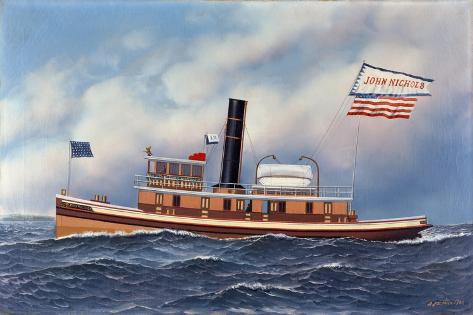 Giclee Print: American Steam Tug John Nichols, 1899 by Antonio Jacobsen: 18x12in