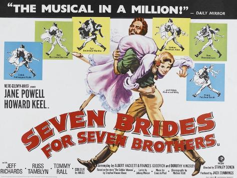 Art Print: Seven Brides for Seven Brothers, UK Movie Poster, 1954: 12x9in