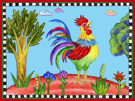 Giclee Print: Rooster by Helen Lurye: 12x9in