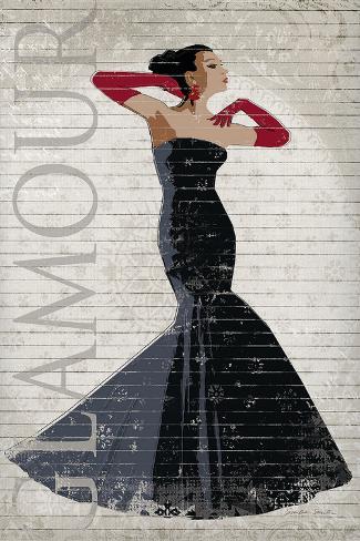 Art Print: Black Dress Glamour by Sandra Smith: 18x12in
