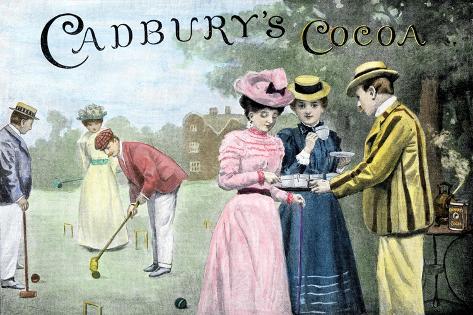 Giclee Print: Advertisement for Cadbury's Cocoa, Showing a Croquet Game, c.1899: 18x12in