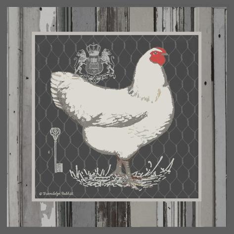 Art Print: White Hen by Gwendolyn Babbitt: 12x12in