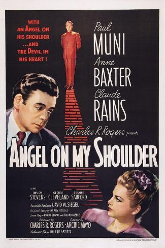 Art Print: Angel on My Shoulder, from Left: Paul Muni, Claude Rains, Anne Baxter, 1946: 18x12in