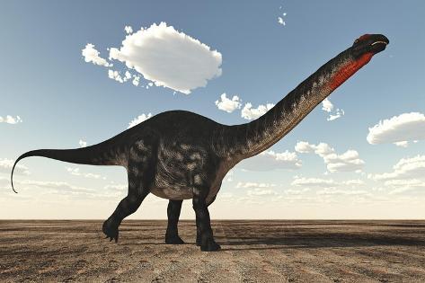 Art Print: Apatosaurus Dinosaur Walking in the Desert by Stocktrek Images: 18x12in