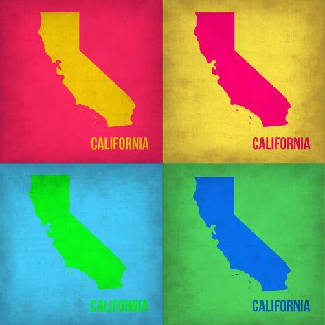 Art Print: California Pop Art Map 1 by NaxArt: 12x12in