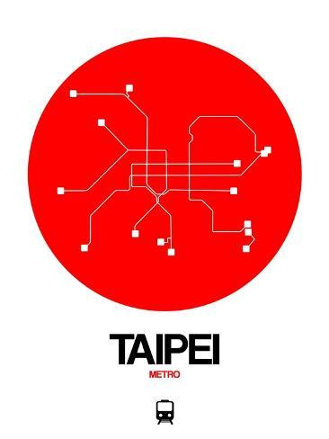 Art Print: Taipei Red Subway Map by NaxArt: 12x9in