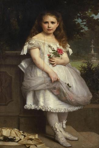 Giclee Print: Portrait of Anna Mounteney Jephson, Full Length, Wearing a White Dress on an Terrace by William Adolphe Bouguereau: 18x12in