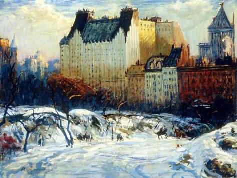 Giclee Print: A View of the Plaza from Central Park by Arthur Clifton Goodwin: 12x9in