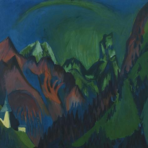 Giclee Print: Mt. Tinzenhorn, the Zuegen Ravine Near Monstein, 1919/20 by Ernst Ludwig Kirchner: 16x16in