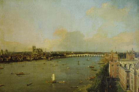 Giclee Print: View of London with Thames, 1746/1747 by Canaletto: 18x12in