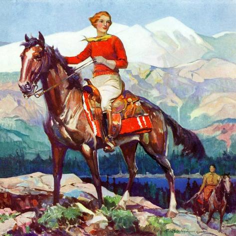 Giclee Print: Mountain Trail Ride,April 1, 1936 by Frank Schoonover: 16x16in