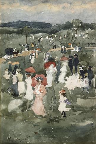 Giclee Print: Strolling in the Park by Maurice Brazil Prendergast: 18x12in