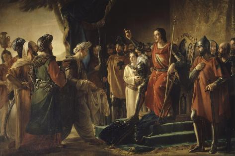 Giclee Print: Saint-Louis reçoit à Saint-Jean d'Acre (Ptolémaïs) les envoyés de Rachid el Din Sinan, dit le by Georges Rouget: 18x12in