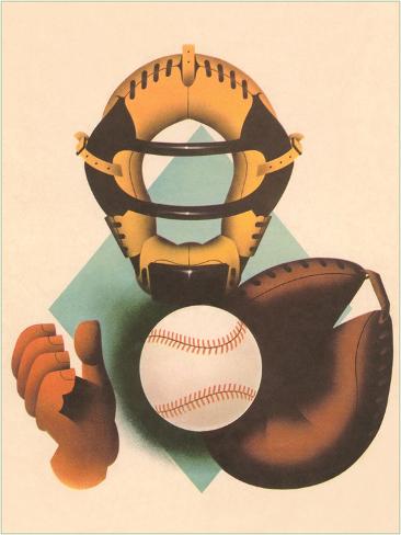 Art Print: Phantom Baseball Catcher: 12x9in