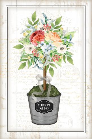 Art Print: Floral Topiary by Jennifer Pugh: 18x12in