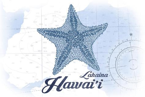 Art Print: Lahaina, Hawaii - Starfish - Blue - Coastal Icon by Lantern Press: 18x12in