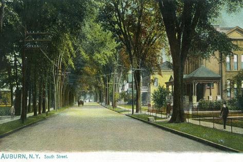 Art Print: Auburn, New York - View Down South Street by Lantern Press: 18x12in