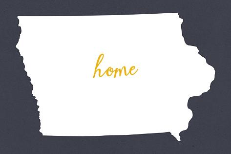 Art Print: Iowa - Home State- White on Gray by Lantern Press: 18x12in