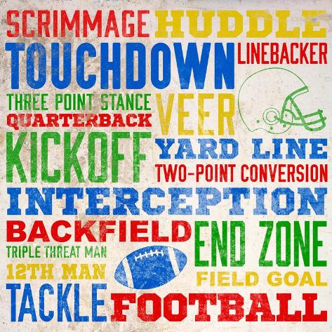 Art Print: Colorful Football Typography by Sd Graphics Studio: 12x12in