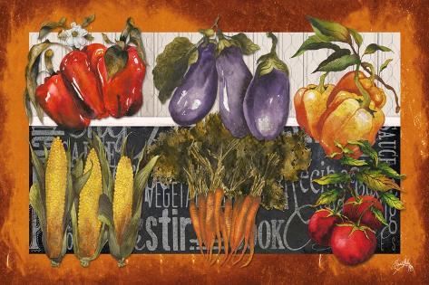 Art Print: Vegetables Farm Fresh by Elizabeth Medley: 18x12in