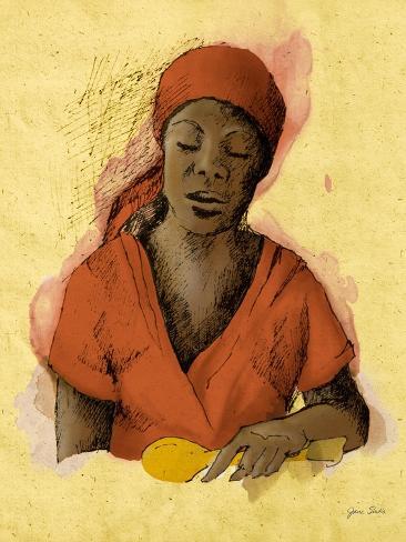 Art Print: Sketched Woman in Color I by Jane Slivka: 12x9in