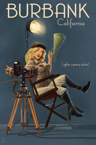 Art Print: Burbank, California - Directing Pinup Girl by Lantern Press: 18x12in