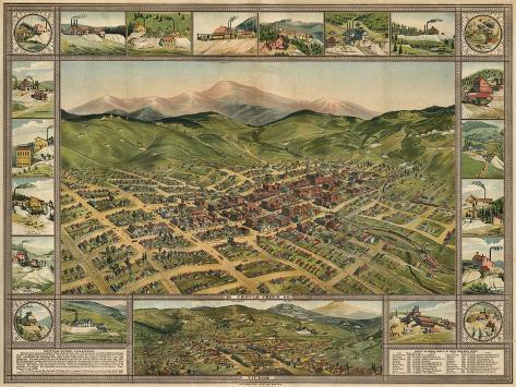 Art Print: Colorado - Panoramic Map of Cripple Creek No. 2 by Lantern Press: 12x9in