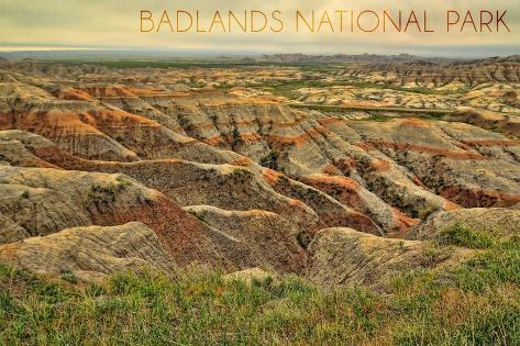 Art Print: Badlands National Park, South Dakota - Grassy Bluff by Lantern Press: 18x12in