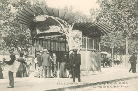 Art Print: Paris Metro Station, Art Nouveau: 18x12in