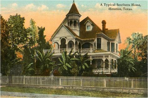 Art Print: Typical Southern Home, Houston, Texas: 18x12in
