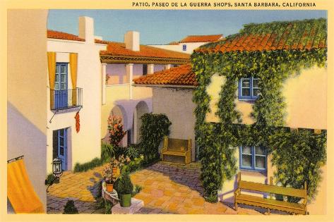 Art Print: Paseo de la Guerra, Santa Barbara, California: 18x12in