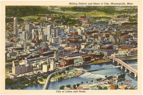 Art Print: Milling District and Downtown Minneapolis, Minnesota: 18x12in