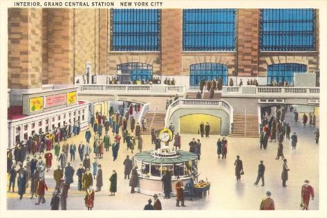 Art Print: Interior, Grand Central Station, New York City: 18x12in