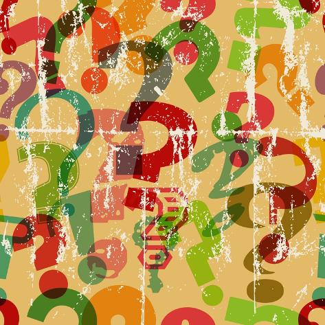 Art Print: Seamless Background Pattern with Question Mark, Grungy Vector by Thomas Bethge: 12x12in