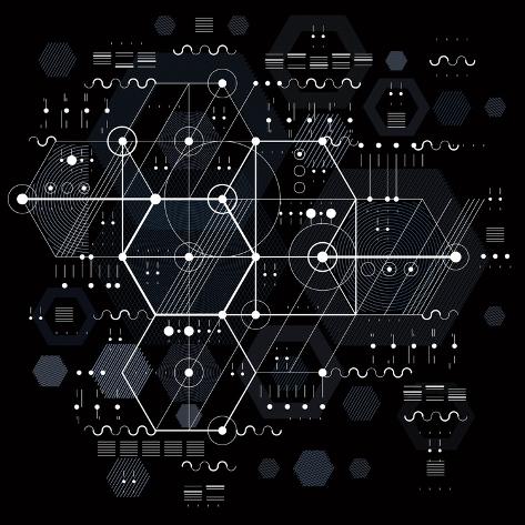 Art Print: Vector Industrial and Engineering Background, Future Technical Plan. Perspective Blueprint of Mecha by Sylverarts Vectors: 12x12in