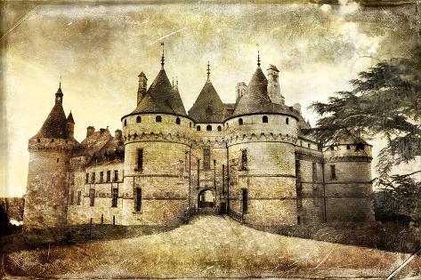 Art Print: Medieval Chaumont Castle - Picture in Retro Style (More Castles in My Gallery) by Maugli-l: 18x12in